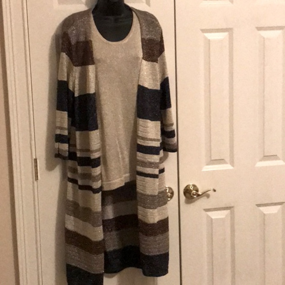 Chico’s Gold Vest & Multi Color Tunic